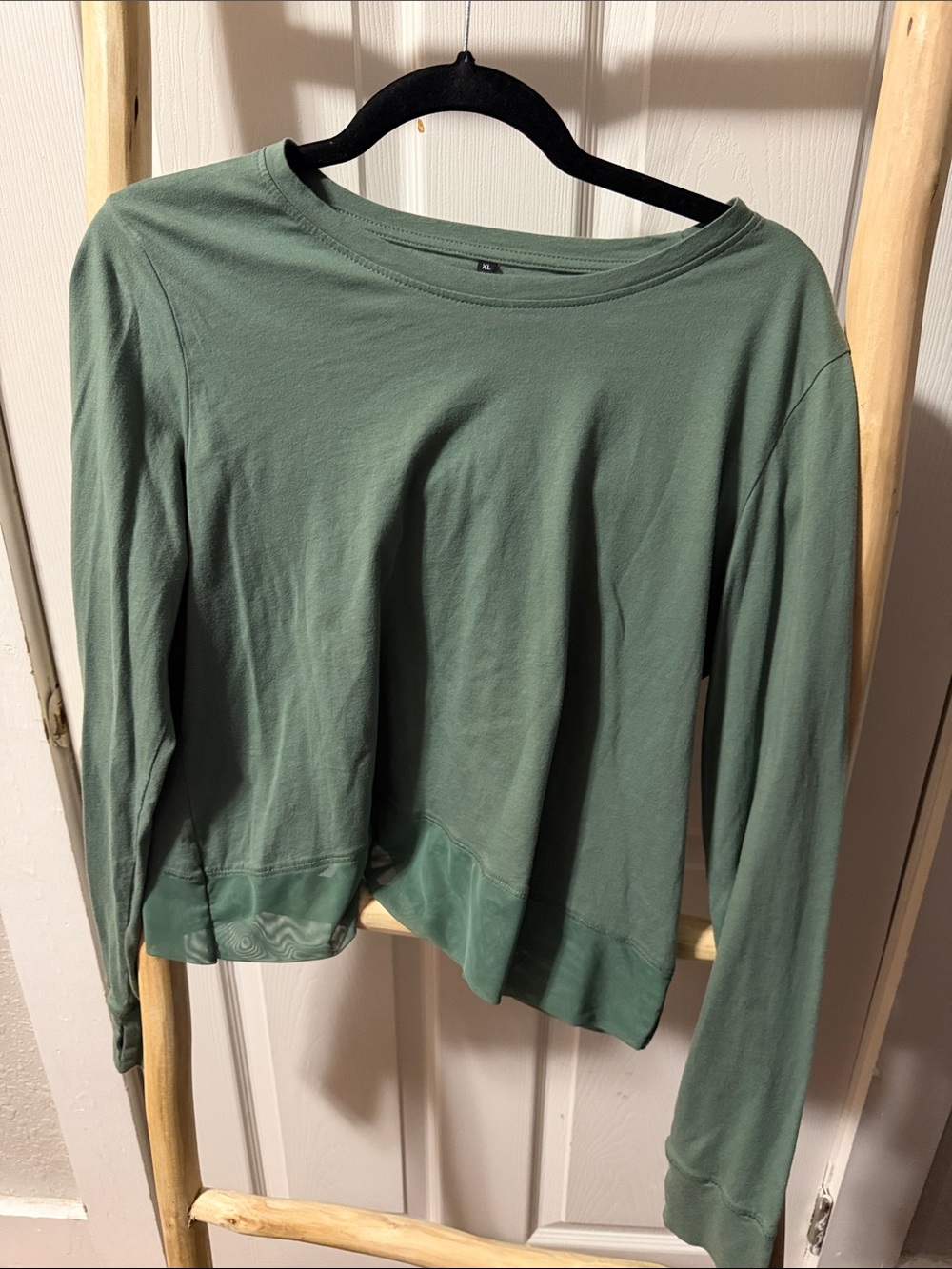 Relaxed Long-Sleeve Crew Tee in Sage Green